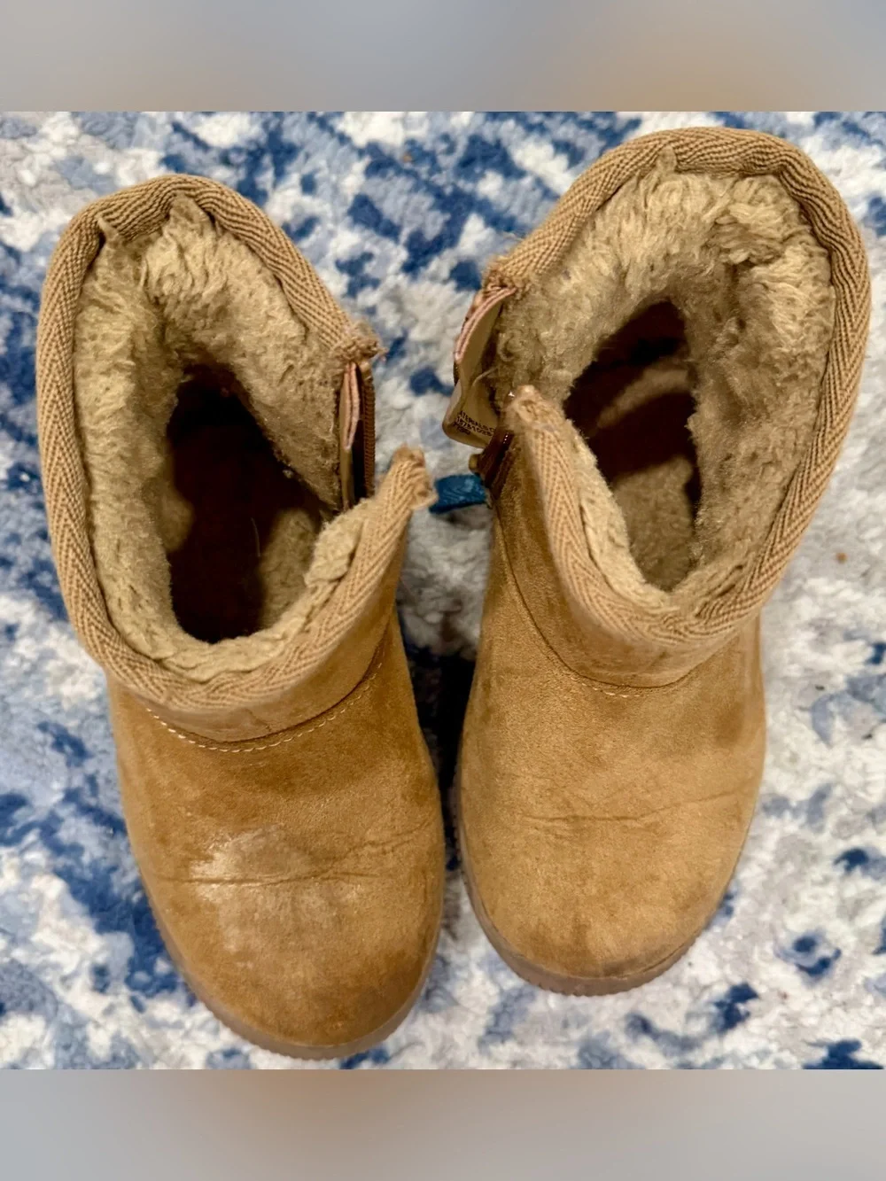 Cat & Jack Tan Faux-Suede Kids Booties with Plush Lining